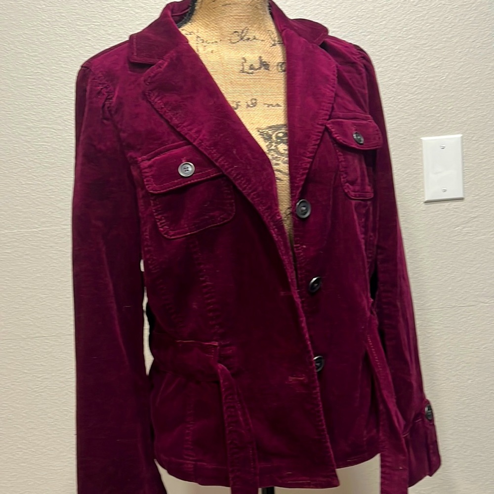 LOFT corduroy jacket in a deep cranberry